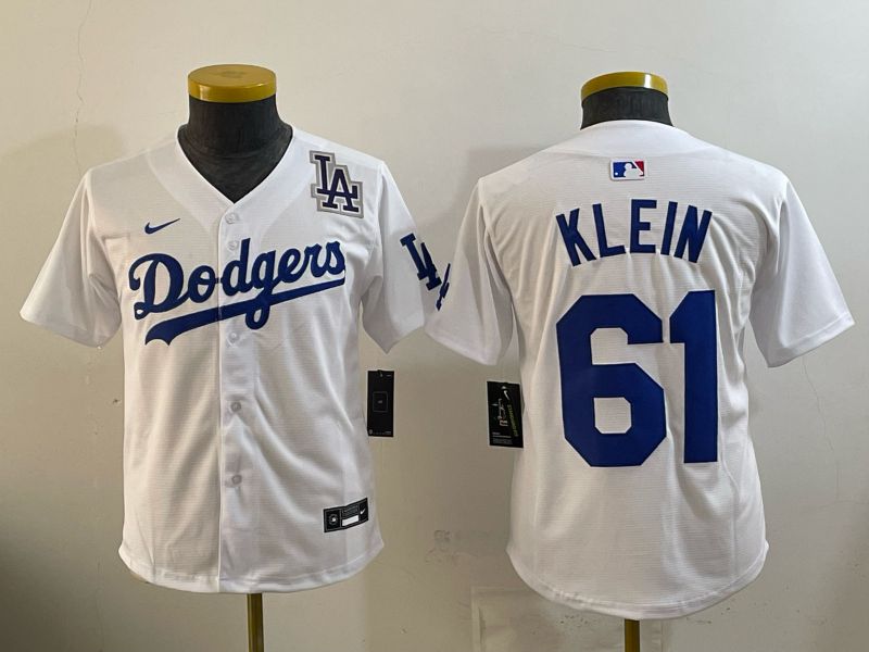 Youth 2025 Nike Los Angeles Dodgers #61 Klein White Game MLB Jersey 010->youth mlb jersey->Youth Jersey